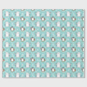 Snowy Polar Bears & Penguins Wrapping Paper | Cute Cadeaupapier (Vlak)