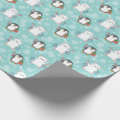 Snowy Polar Bears & Penguins Wrapping Paper | Cute Cadeaupapier (Hoek)