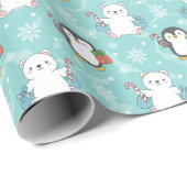 Snowy Polar Bears & Penguins Wrapping Paper | Cute Cadeaupapier (Rol Hoek)