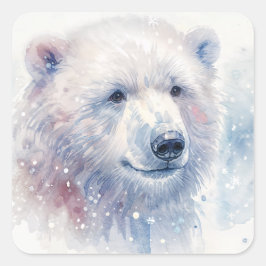 Snowy Polar Beer Waterverf Vierkante Sticker