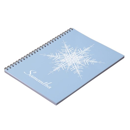 Snowy Powder Blue Snowflake Notitieboek (Linkerzijde)