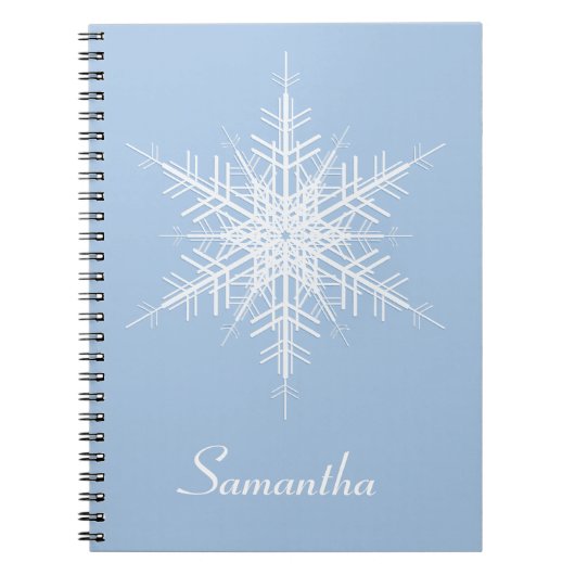 Snowy Powder Blue Snowflake Notitieboek (Voorkant)