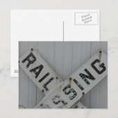 Snowy Rail Crossing Sign Briefkaart (Voorkant / Achterkant)