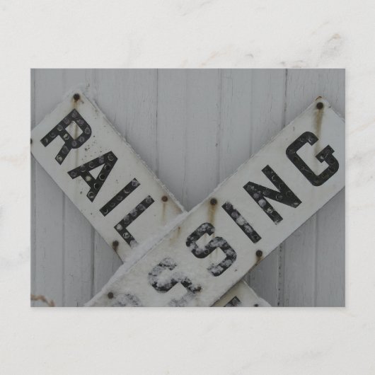 Snowy Rail Crossing Sign Briefkaart (Voorkant)