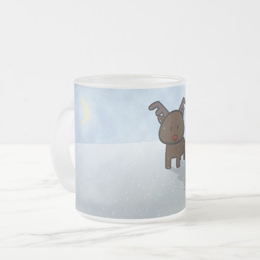 Snowy Raindeer Night Matglas Koffiemok (Voorkant links)