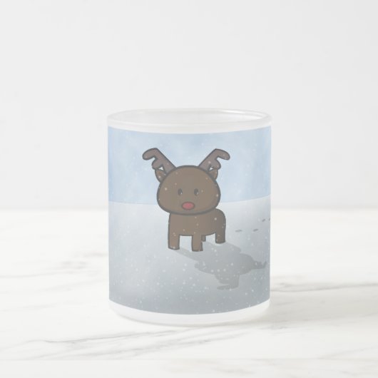 Snowy Raindeer Night Matglas Koffiemok (Center)