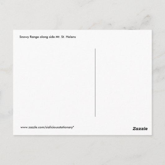 Snowy Range nabij Mt. St. Helens Briefkaart (Achterkant)