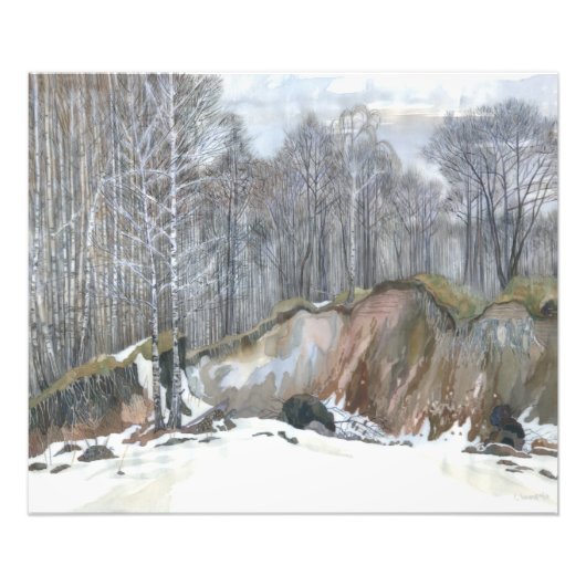 Snowy ravine foto afdruk (Voorkant)