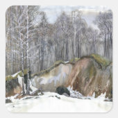 Snowy ravine vierkante sticker (Voorkant)