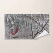 Snowy Red Barn Bad Handdoek (Handdoek)