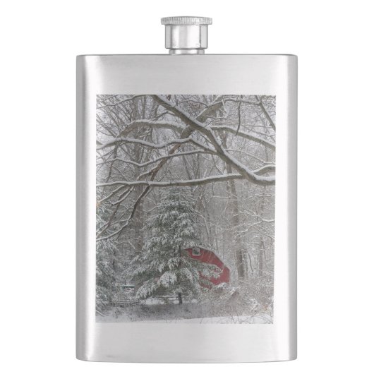 Snowy Red Barn Flacon (Voorkant)