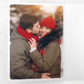 Snowy Red Barn Forest Fotocollage Kerstmis Drieluik Wenskaart (Binnenzijde eerst)