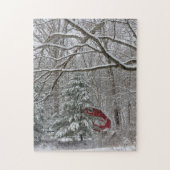 Snowy Red Barn Legpuzzel (Verticaal)