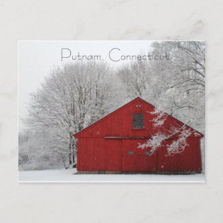 Snowy Red Barn Putnam, Briefkaart Connecticut
