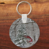 Snowy Red Barn Sleutelhanger (Voorkant)