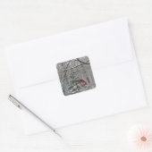 Snowy Red Barn Vierkante Sticker (Envelop)