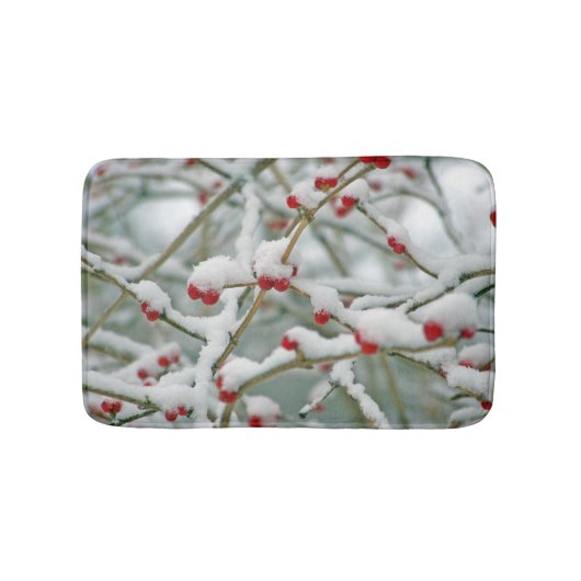 Snowy Red Berries Winter Scene Badmat (Voorkant)