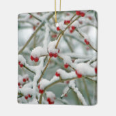 Snowy Red Berries Winter Scene Keramisch Ornament (Links)