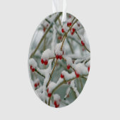 Snowy Red Berries Winter Scene Ornament (voorkant)
