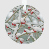 Snowy Red Berries Winter Scene Ornament (achterkant)