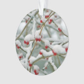 Snowy Red Berries Winter Scene Ornament (voorkant)
