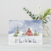 Snowy Red Cabin | Vrede (Staand voorkant)