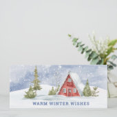 Snowy Red Cabin | Warme winterwensen (Staand voorkant)