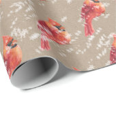 Snowy Red Cardinal Bird Kraft Paper Wrapping Cadeaupapier (Rol Hoek)