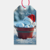 Snowy Red Christmas Golf Ball Bucket Cadeaulabel (Voorkant)