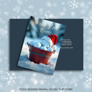 Snowy Red Christmas Golf Ball Bucket Feestdagen Kaart