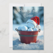 Snowy Red Christmas Golf Ball Bucket Feestdagenkaart (Voorkant)
