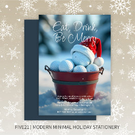 Snowy Red Christmas Golf Ball Bucket Feestdagenkaart