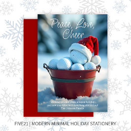 Snowy Red Christmas Golf Ball Bucket Feestdagenkaart
