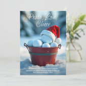 Snowy Red Christmas Golf Ball Bucket Feestdagenkaart (Staand voorkant)