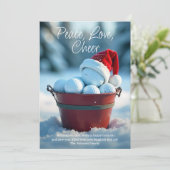 Snowy Red Christmas Golf Ball Bucket Foto Feestdagenkaart (Staand voorkant)