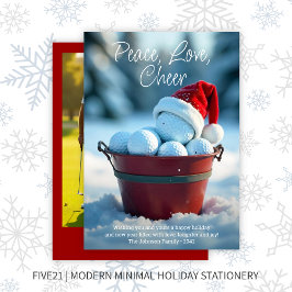 Snowy Red Christmas Golf Ball Bucket Foto Feestdagenkaart