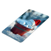 Snowy Red Christmas Golf Ball Bucket Holiday Magneet (Linkerzijde)