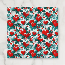 Snowy Red Christmas Hearts en Holly