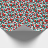 Snowy Red Christmas Hearts en Holly Cadeaupapier (Hoek)