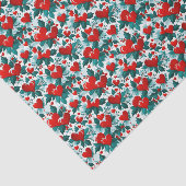 Snowy Red Christmas Hearts en Holly Tissuepapier (Detail)