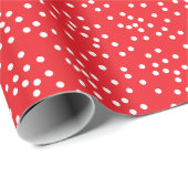 Snowy Red en white polka stip Kerstmis Cadeaupapier (Rol Hoek)