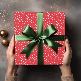 Snowy Red en white polka stip Kerstmis Cadeaupapier