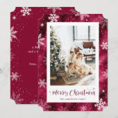Snowy Red Folie Foto Vrolijk Kerstfeest Feestdagenkaart (Voorkant / Achterkant)