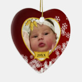 Snowy Red-foto van baby met kerstmis Keramisch Ornament (Rechts)
