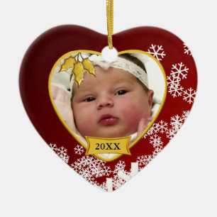 Snowy Red-foto van baby met kerstmis Keramisch Ornament