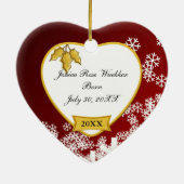 Snowy Red-foto van baby met kerstmis Keramisch Ornament (Achterkant)