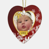 Snowy Red-foto van baby met kerstmis Keramisch Ornament (Links)