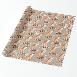 Snowy Red Fox Kraft Paper Wrapping Cadeaupapier