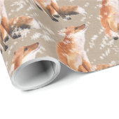 Snowy Red Fox Kraft Paper Wrapping Cadeaupapier (Rol Hoek)