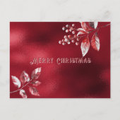 Snowy Red Leaves Christmas Holiday Briefkaart (Voorkant)